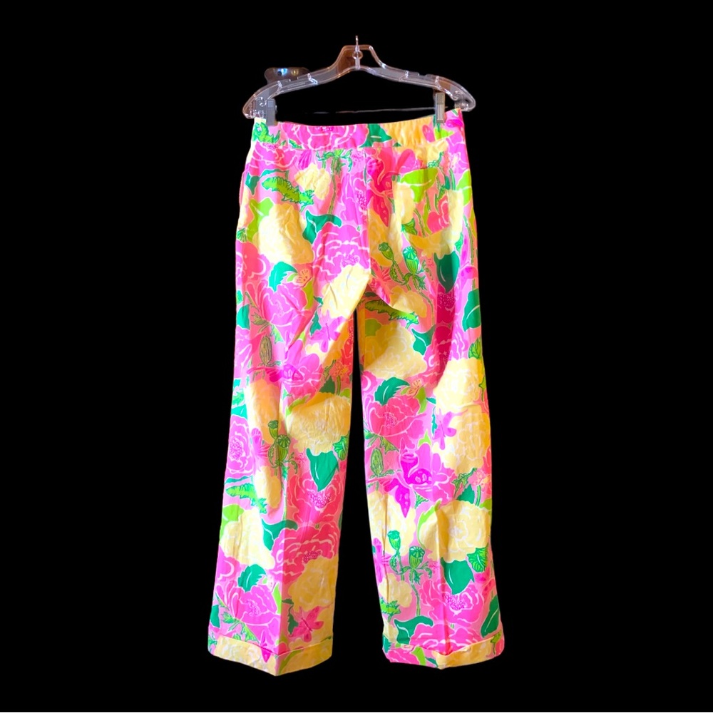 LILLY PULITZER VINTAGE Floral Print Pants - Size 8 - Picture 6 of 7